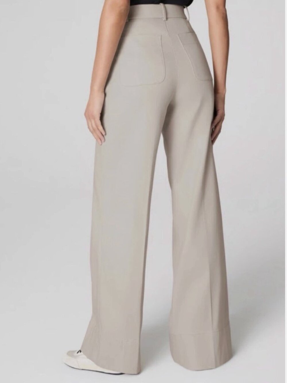 Spanx Stretch Twill Wide Leg Pants NWT Bone Petite Length Size L - Picture 2 of 9